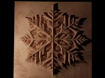 Snowflake Unique Sandcasting Bas High Relief CNC 3D print model
