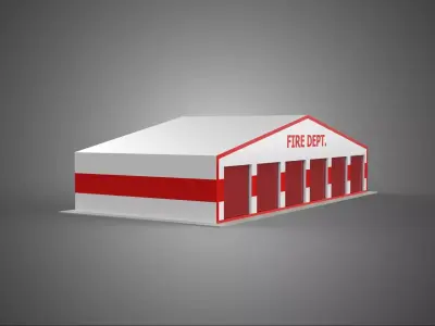 FIREFIGHTER TRUCK FIRE ENGINE GARAGE STATION HOUSE OFFICE GATE 3D model