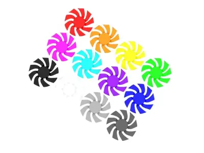 Colored Power Supply Unit Fan Blades Set 3D model