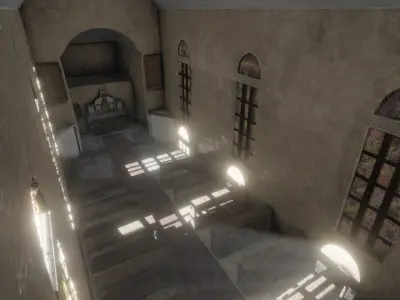 Post apocalyptic church Low-poly 3D model