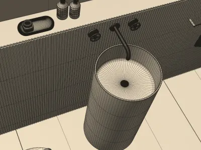 BATHROOM GREEN TITLES Low-poly 3D model