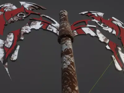 Rusty Double Blade Battle Axe Low-poly 3D model