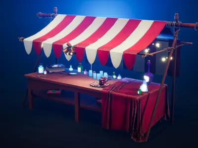 Magic Market Stall Low-poly 3D model