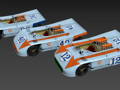 Porsche 908 - 3 1970 - Gulf Race Version Low-poly 3D model