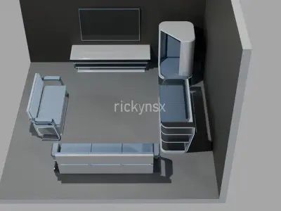 living room furniture packs - sci-fi 1 Free 3D model