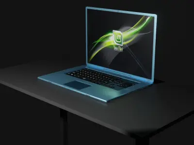 Laptop 3d model on table Free 3D model