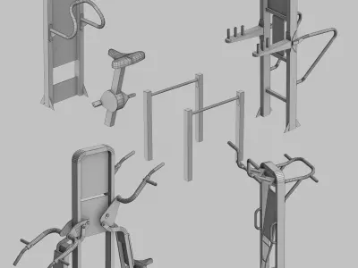 Outdoor gym equipments Low-poly 3D model