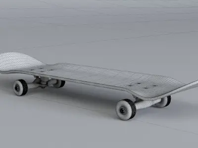 classic skateboard all parts 3D model