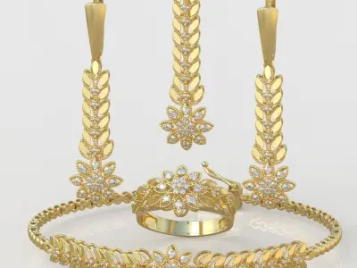 Ring Bracelet Earring and Pendant Set 3D printable model 0019 3D Model Pack