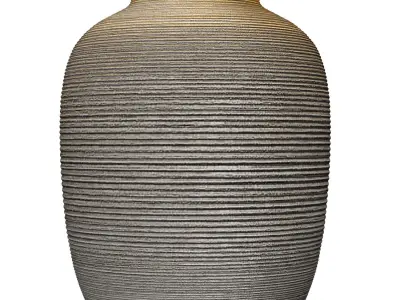 Grey Fluted Nightstand bedside European Ceramic Table Lamp 3D model