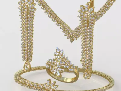 Ring Bracelet Earring and Pendant Set 3D printable model 0072 3D Model Pack