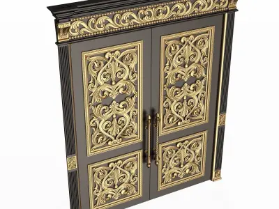 Carved Door Classic 01001 Black Low-poly 3D model