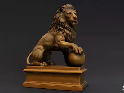 Lion Statue V5 Low-poly 3D model