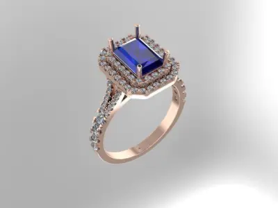 Brilliant Blue Sapphire  Engagement Ring   3D print model