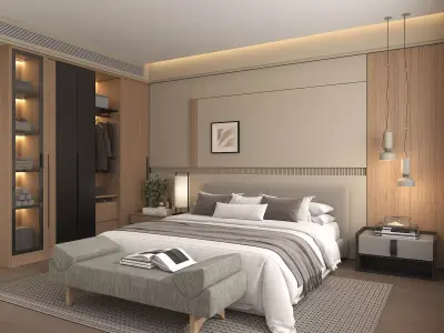 Modern Bedroom Scene 50 3D model