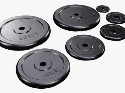 Set of barbell weight plates  3D model