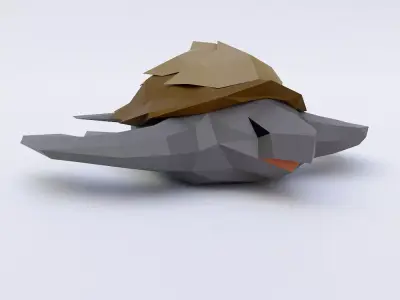 Turtle 3d model with hat Low-poly 3D model