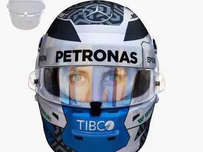Bottas helmet 2018 Low-poly 3D model