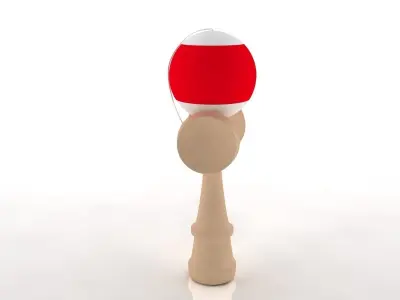 kendama ball on wooden stick Low-poly 3D model