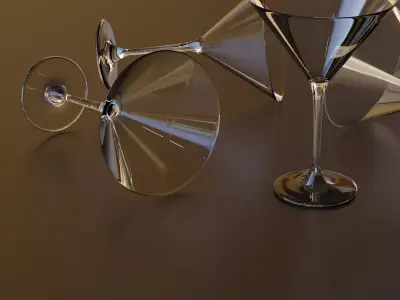 Low poly subdivision surface used martini glass model Free low-poly 3D model