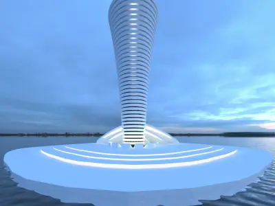 Futuristic  building   Low-poly 3D model