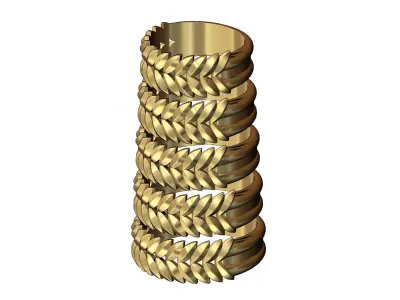 Double row tilted wheat leaf band 3D print model