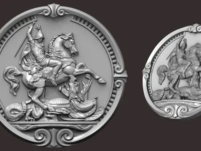 Saint George and the Dragon 3D print model