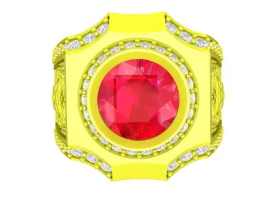 Luxury Round Ruby Diamond Ring for Men 5374 3D print model