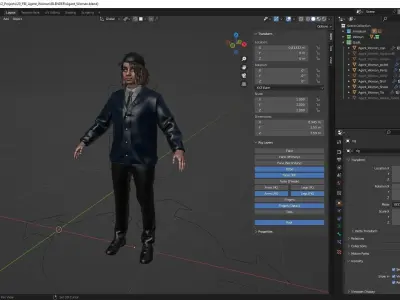 Woman - Agent Outfit - Modular - Rigged Low-poly 3D model