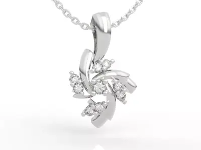 Floral Design Necklace Diamond Pendant 3D print model