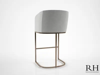 Restoration Hardware Emery Barrelback Fabric Stool 3D model
