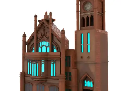 Guildhall - Derry City  Strabane with texture Low-poly 3D model