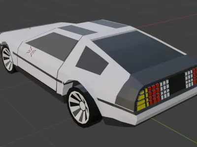 Low-poly delorean DMC-12 Low-poly 3D model