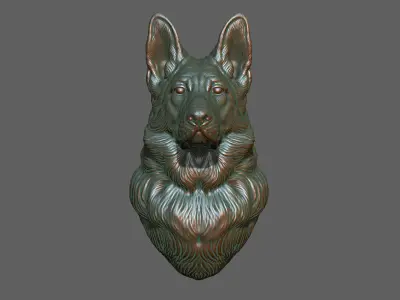 German shepherd bust 3D print model