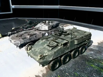 Military Vehicles Pack Tank 2 Armored Cars Game Ready 3D Models Low-poly 3D model