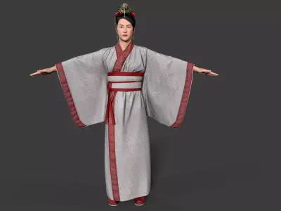 Chinese Noble Lady - Game Ready Low-poly 3D model