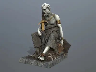 man statue Low-poly 3D model