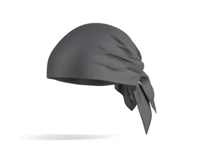 Headwrap Black Bandana - cotton pirate headscarf cap 3D model