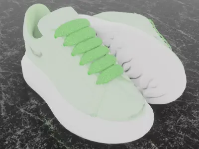 ALEXANDER MCQUEEN 3D SHOES - GREEN GLITTER Low-poly 3D model