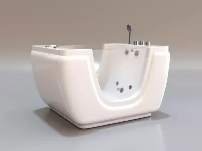 Jacuzzi bath tub with two faucets Low-poly 3D model