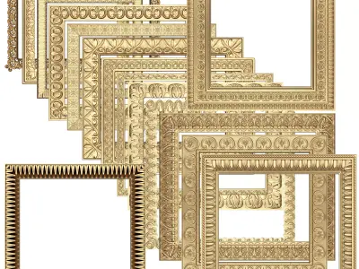 Classic Frame and Mirror Collection 02 Low-poly 3D model
