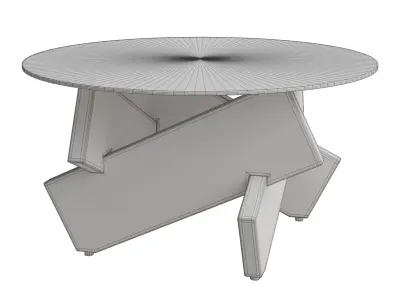 Modern Minimalist Wood Legs Tempered Glass Top Coffee Table Low-poly 3D model