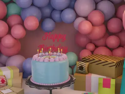 Happy Birthday Party Decoration 3D model