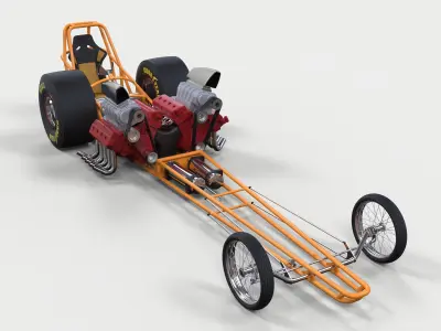 Twin-engined dragster 3D model