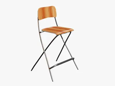 Bar stool with backrest Low-poly 3D model