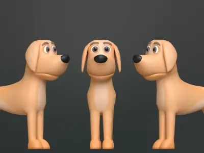 Cartoon Dog Character Low-poly 3D model purchase