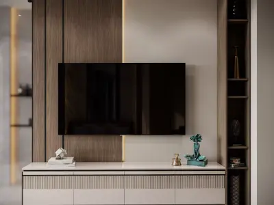 Modern Luxury Bedroom with Bath Panoramic View   3D model