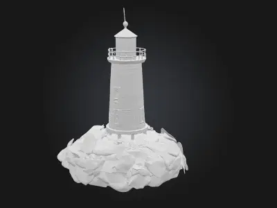 Lighthouse on the Rocks  A Beacon in the Storm 3D model
