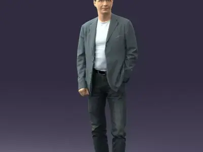Guy gray blazer and jeans 0616 3D model