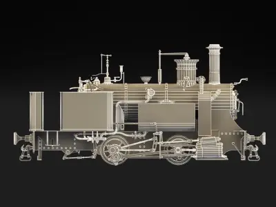 Resicza 1872 Steam Locomotive Engine 3D model